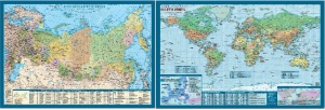 Двухсторонняя настольная карта мира и России
