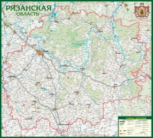 Настенная карта Рязанской области на заказ любых размеров