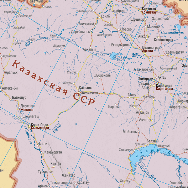 Настенная карта СССР в классическом стиле