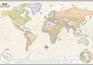 Настенная карта Мира в английском стиле 